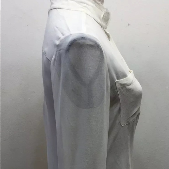 Hugo Boss Orange Women Long Sleeve Blouse Cream Distress Collar Light Sillouette - Picture 10 of 12